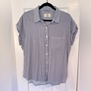 Blue and white striped button down shirt. Women’s size L